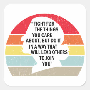 Retro-Kampf für die Dinge, die Ihnen wichtig sind Quadratischer Aufkleber