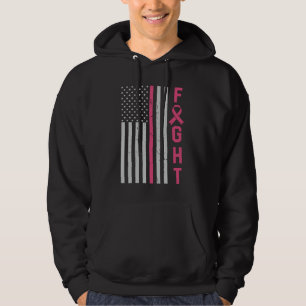 Retro Kämpfe amerikanische Flagge Brustkrebs Bewus Hoodie
