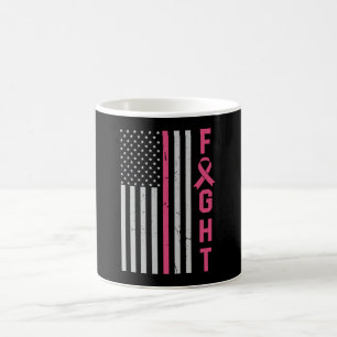Retro Kämpfe amerikanische Flagge Brustkrebs Bewus Kaffeetasse