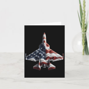 Retro-Kampfjet-Flugzeug Amerikanische Flagge Herz Karte