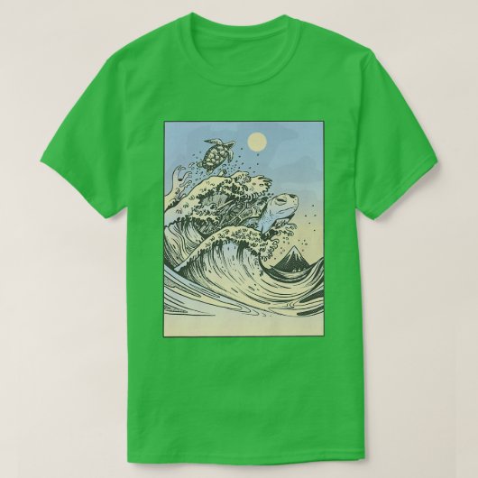 Retro Kanagawa Great Wave Japan T-Shirt (Design vorne)