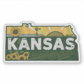Retro Kansas Staat Sticker (Vorderseite)
