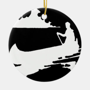 Retro Kanu-Silhouette Keramik Ornament