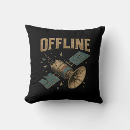 Retro kaputter Satellit "OFFLINE" Weltraum-Kunst Kissen