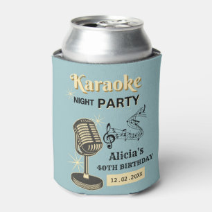 Retro-Karaoke-Nachtparty Teal & Creme Geburtstag Dosenkühler