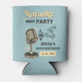 Retro Karaoke Night Party Aquamarin & Cream Geburt Dosenkühler (Vorderseite)