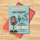 Retro Karaoke Night Party Aquamarin & Cream Geburt Einladung