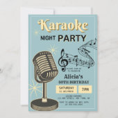 Retro Karaoke Night Party Aquamarin & Cream Geburt Einladung (Vorderseite)