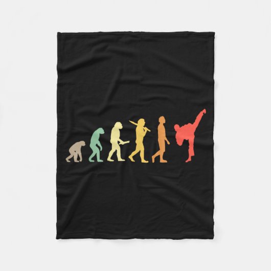Retro Karate Evolution Geschenk für Karateka Fleecedecke (Vorderseite)