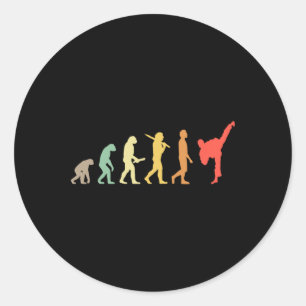 Retro Karate Evolution Geschenk für Karateka Runder Aufkleber