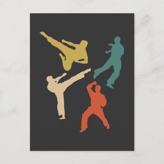 Retro Karate Fighter Kicks Martial Arts Postkarte (Vorderseite)