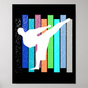 Retro Karate Judo Kickboxen Ringen Männer Frauen Poster