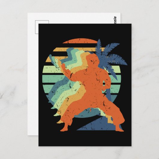 Retro Karate Kung Fu Ninja Martial Arts Sportsman Postkarte (Vorne/Hinten)