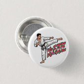 Retro Karate Martial Arts Fighter High Kick Button (Vorne & Hinten)