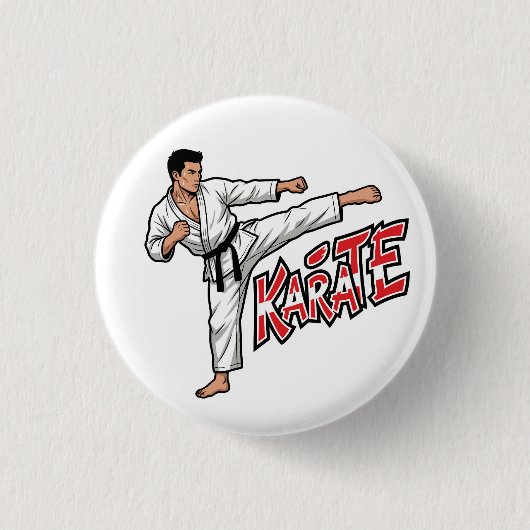 Retro Karate Martial Arts Fighter High Kick Button (Vorderseite)