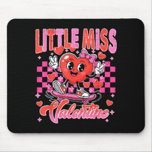 Retro Kariert Little Miss Valentine Schlittschuhfa Mousepad