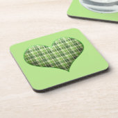 Retro kariert Puffherz St Patrick Getränkeuntersetzer (Linke Seite)