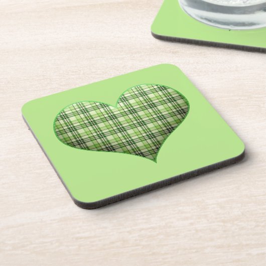 Retro kariert Puffherz St Patrick Getränkeuntersetzer (Linke Seite)