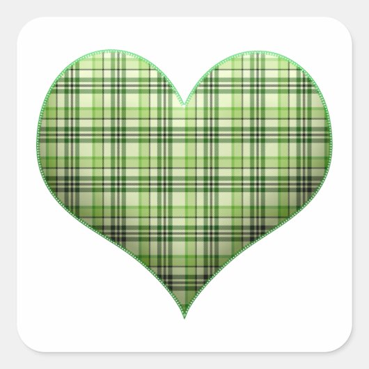 Retro kariert Puffherz St Patrick Retro Sq Quadratischer Aufkleber (Vorderseite)
