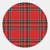 Retro Kariert Runder Aufkleber (Vorderseite)