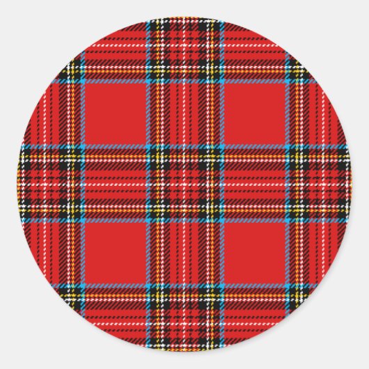 Retro Kariert Runder Aufkleber (Vorderseite)