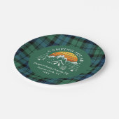 Retro Kariert Tartan Family Camping Squad Campbell Pappteller (Schrägansicht)