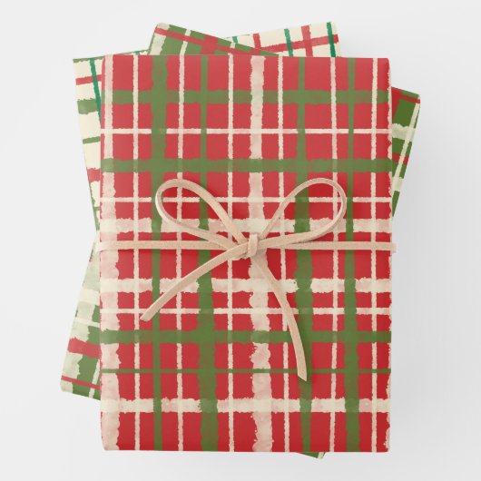 Retro Karierte Weihnachtsmuster Geschenkpapier Set (Beispiel)