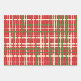 Retro Karierte Weihnachtsmuster Geschenkpapier Set