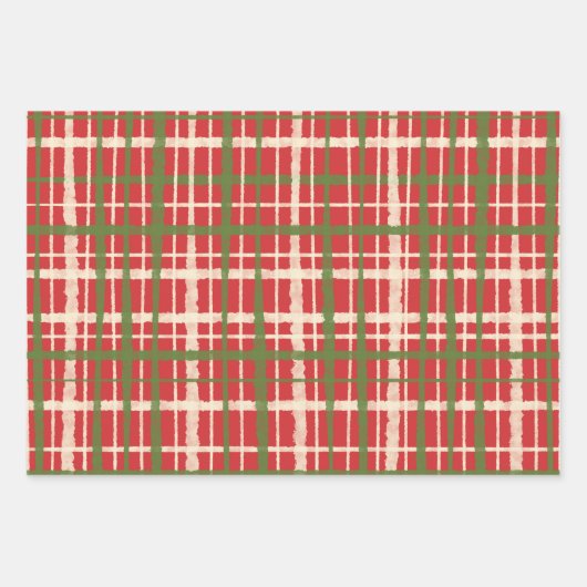 Retro Karierte Weihnachtsmuster Geschenkpapier Set (Vorderseite)
