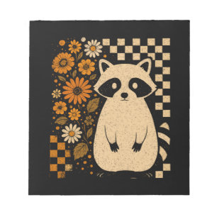 Retro karierter Halloween-Waschbär Notizblock