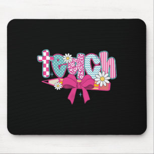 Retro Karierter Lehrer Bleistift Kokette Schleife Mousepad