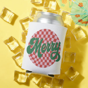 Retro kariertes Frohe Weihnachten  Dosenkühler