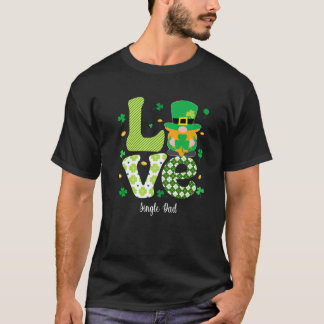 Retro Kariertes Kleeblatt Liebe Single Vater Kleeb T-Shirt