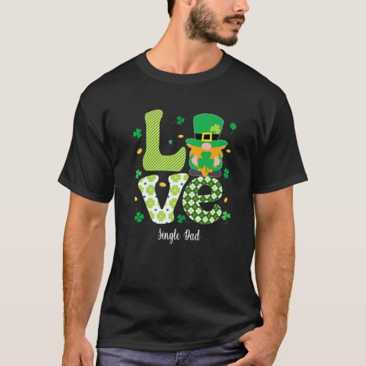 Retro Kariertes Kleeblatt Liebe Single Vater Kleeb T-Shirt (Vorderseite)