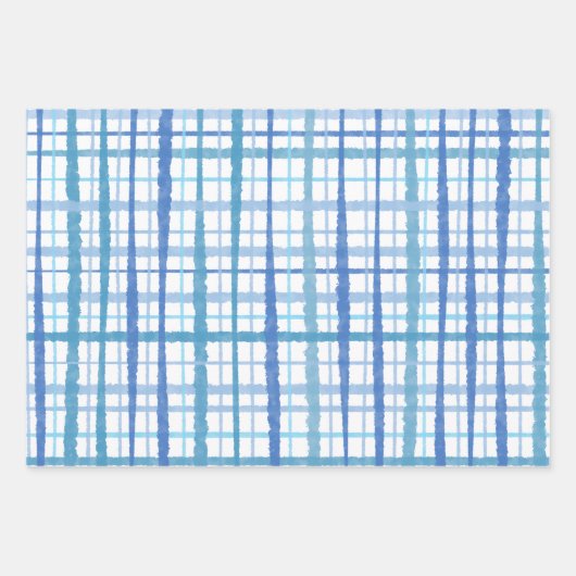 Retro Kariertes Muster in Baby Blue und White Geschenkpapier Set (Vorderseite 3)