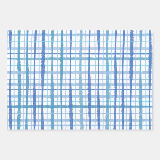 Retro Kariertes Muster in Baby Blue und White Geschenkpapier Set (Vorderseite 2)