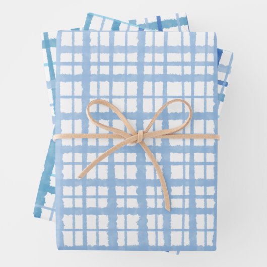 Retro Kariertes Muster in Baby Blue und White Geschenkpapier Set (Beispiel)