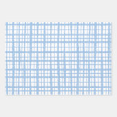 Retro Kariertes Muster in Baby Blue und White Geschenkpapier Set (Vorderseite)