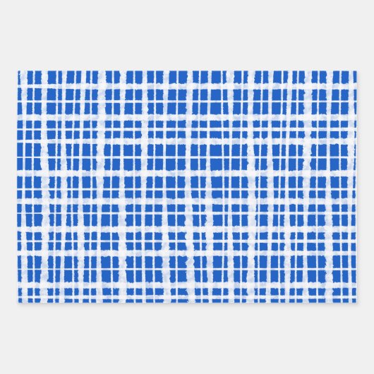 Retro Kariertes Muster in Blau und Weiß Geschenkpapier Set (Vorderseite 3)