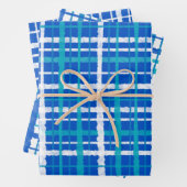 Retro Kariertes Muster in Blau und Weiß Geschenkpapier Set (Beispiel)