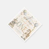 Retro-Karnevalthema Junge 1. Geburtstag Serviette (Ecke)