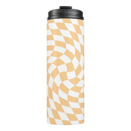 Retro-Karo aus verdrecktem Pastell Thermosbecher (Vorderseite)
