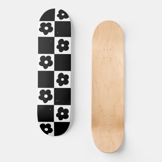 Retro Karo Blume #4 #decor #art Skateboard (Vorderseite)