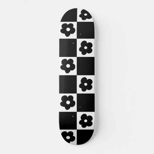 Retro Karo Blume #4 #decor #art Skateboard (Vorderseite)