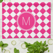 Retro-Karo in leuchtendem Rosa und Weiß Geschirrtuch (Gefaltet)