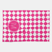 Retro-Karo in leuchtendem Rosa und Weiß Geschirrtuch (Horizontal)