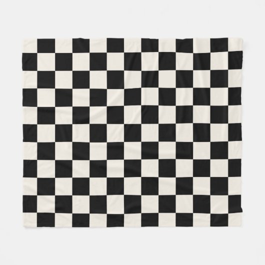 Retro-Karo in Schwarz und Creme Fleecedecke (Vorderseite (Horizontal))