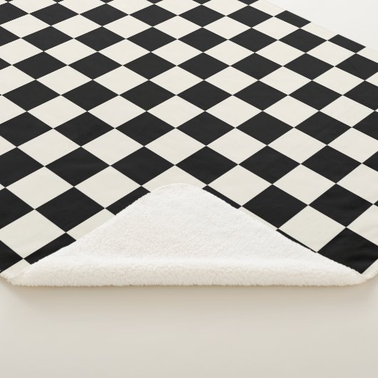 Retro-Karo in Schwarz und Creme Sherpadecke (3/4)