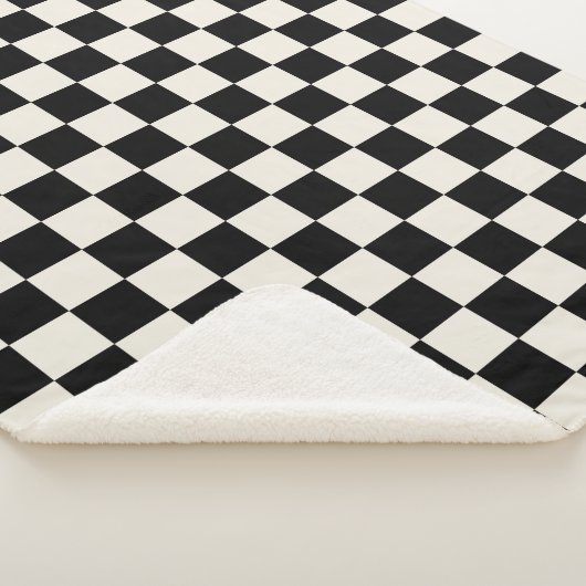 Retro-Karo in Schwarz und Creme Sherpadecke (3/4)