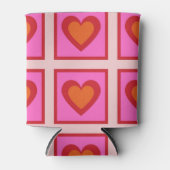 Retro-Karo mit rosafarbenem Herz Dosenkühler (Vorderseite)